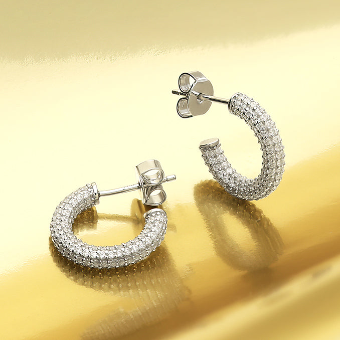 Pavé Huggie Hoop Earrings