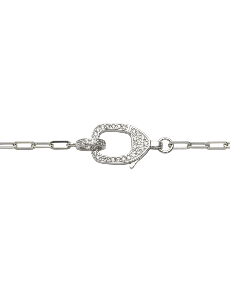 Pavé Clasp Paperclip Chain Necklace