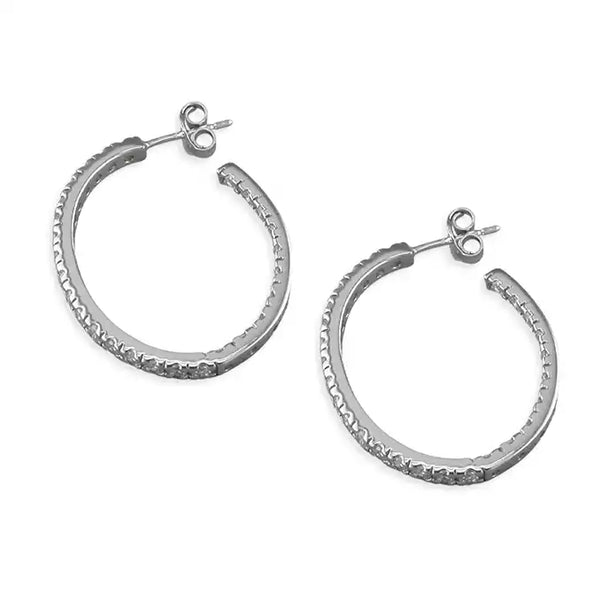 CZ-Rimmed Oval Hoop Earrings